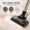 OVENTE Bagless Canister Vacuum Cleaner with Powerful Multi-Surface Suction, Telescoping Wand and Automatic Cord Rewind, Lightweight Corded Cleaning Machine with Sofa/Pet Brush Included, Black ST2010(St2010)