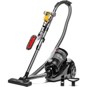 OVENTE Bagless Canister Vacuum Cleaner with Powerful Multi-Surface Suction, Telescoping Wand and Automatic Cord Rewind, Lightweight Corded Cleaning Machine with Sofa/Pet Brush Included, Black ST2010(St2620b)