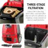 OVENTE Electric Vacuum, 3-Stage Filtration with Hepa Filter, Energy-SAVING Speed Control, 1400W, Red (ST1600R)