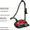 OVENTE Electric Vacuum, 3-Stage Filtration with Hepa Filter, Energy-SAVING Speed Control, 1400W, Red (ST1600R)