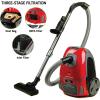OVENTE Electric Vacuum, 3-Stage Filtration with Hepa Filter, Energy-SAVING Speed Control, 1400W, Red (ST1600R)