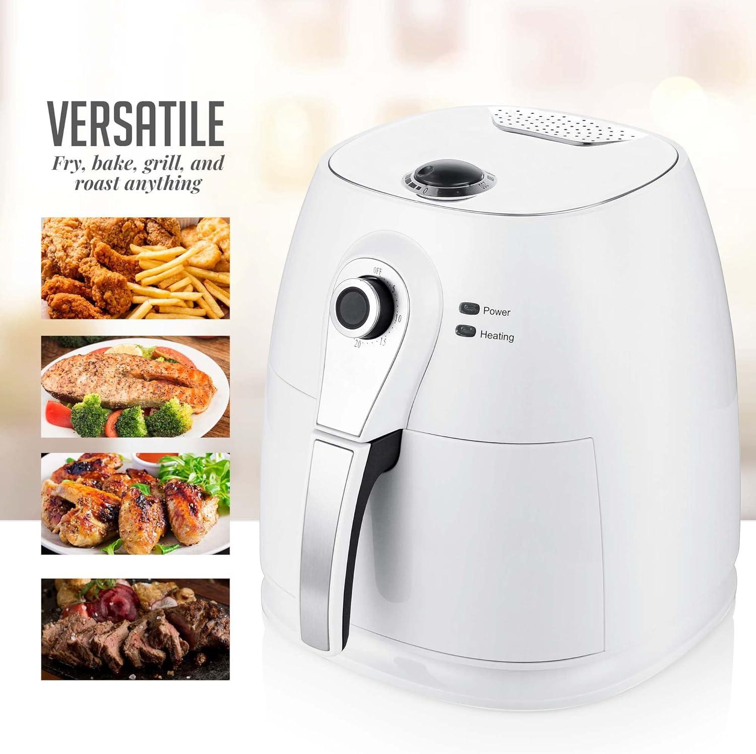 imageOVENTE Compact Air Fryer 32 Quart Electric Hot Cooker with 1400W Power Adjustable Temperature Auto Shutoff Dishwasher Safe NonStick Basket Perfect for Healthy and Oilless Food White FAM21302W