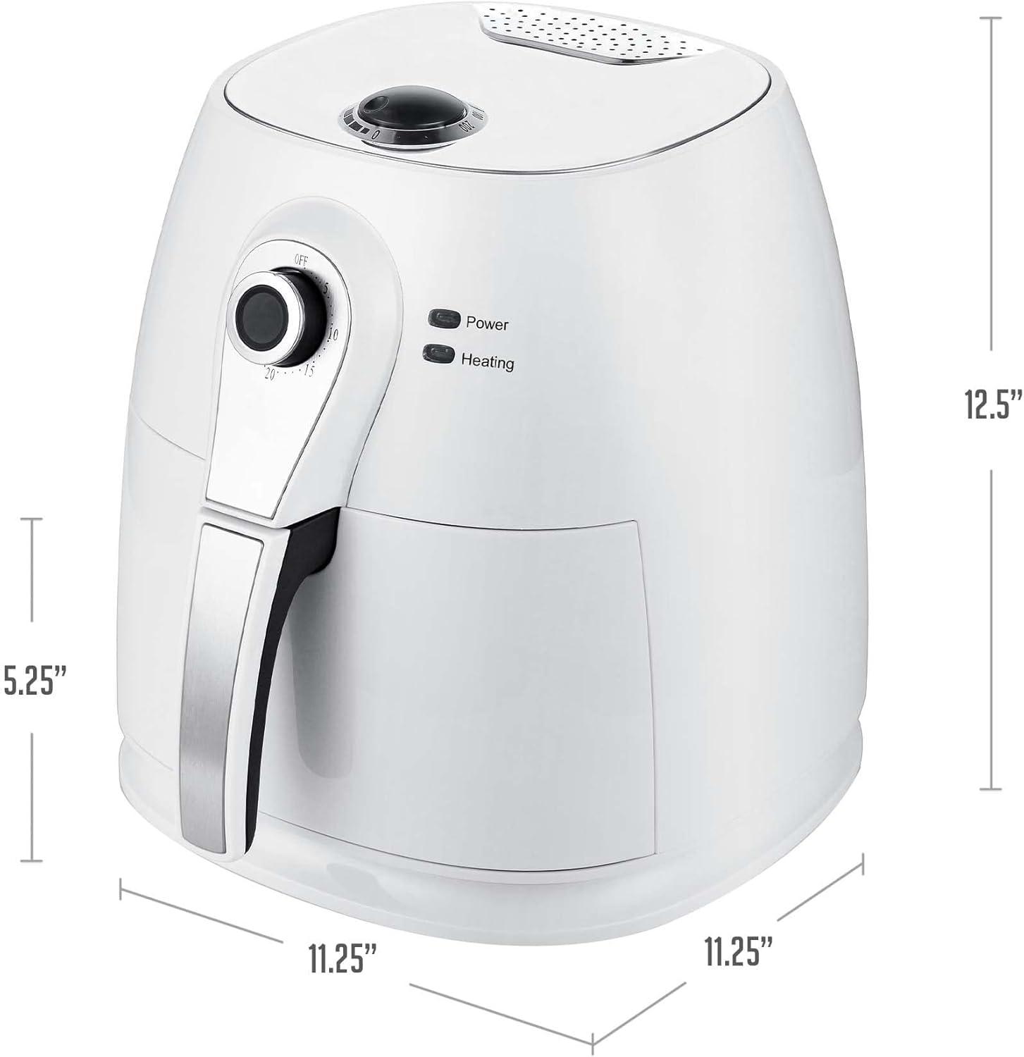 imageOVENTE Compact Air Fryer 32 Quart Electric Hot Cooker with 1400W Power Adjustable Temperature Auto Shutoff Dishwasher Safe NonStick Basket Perfect for Healthy and Oilless Food White FAM21302W