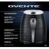 Ovente Electric Air Fryer 1400 Watt Power with Non-Stick Fry Basket & Grill Pan, 3.2 Quart Air Oven and Cooker with Temperature Control and 30 Minute Timer for Frying Baking Grilling, Black FAM21302B