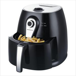 Ovente Electric Air Fryer 1400 Watt Power with Non-Stick Fry Basket & Grill Pan, 3.2 Quart Air Oven and Cooker with Temperature Control and 30 Minute Timer for Frying Baking Grilling, Black FAM21302B