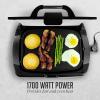 OVENTE 2-in-1 Electric Grill and Griddle with Removable Tempered Glass Cover, 1700W Fast Heating Ceramic Non-Stick Plate Perfect for Indoor BBQ Cooking Breakfast, Pancake, Bacon and Egg, Black GR2001B