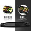 OVENTE 2-in-1 Electric Grill and Griddle with Removable Tempered Glass Cover, 1700W Fast Heating Ceramic Non-Stick Plate Perfect for Indoor BBQ Cooking Breakfast, Pancake, Bacon and Egg, Black GR2001B