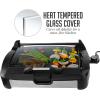 OVENTE 2-in-1 Electric Grill and Griddle with Removable Tempered Glass Cover, 1700W Fast Heating Ceramic Non-Stick Plate Perfect for Indoor BBQ Cooking Breakfast, Pancake, Bacon and Egg, Black GR2001B