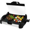 OVENTE 2-in-1 Electric Grill and Griddle with Removable Tempered Glass Cover, 1700W Fast Heating Ceramic Non-Stick Plate Perfect for Indoor BBQ Cooking Breakfast, Pancake, Bacon and Egg, Black GR2001B
