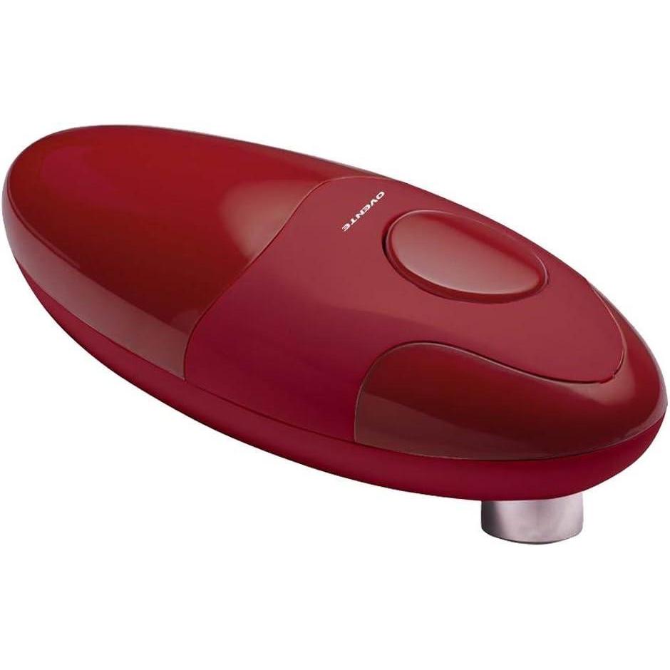 imageOvente Electric Can Opener with One Touch Start Button Smooth Edge Automatic Can Opener for Seniors and Teens Compact and Light 4 AA Batteries Operated Maroon
