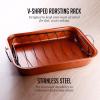 OVENTE Stainless Steel Roasting Pan with Flat Rack, 13×9.4 Inch Nonstick Small Roaster Tray, Oven and Dishwasher Safe Bakeware Dish for Chicken, Ham, Lasagna, Roasted Beef or Veggies, Silver CWR23131S(15” x 11.75”)