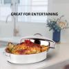 OVENTE Stainless Steel Roasting Pan with Flat Rack, 13×9.4 Inch Nonstick Small Roaster Tray, Oven and Dishwasher Safe Bakeware Dish for Chicken, Ham, Lasagna, Roasted Beef or Veggies, Silver CWR23131S(15.62″ x 11.75″)