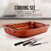 OVENTE Stainless Steel Roasting Pan with Flat Rack, 13×9.4 Inch Nonstick Small Roaster Tray, Oven and Dishwasher Safe Bakeware Dish for Chicken, Ham, Lasagna, Roasted Beef or Veggies, Silver CWR23131S(15” x 11.75”)
