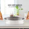 OVENTE Stainless Steel Roasting Pan with Flat Rack, 13×9.4 Inch Nonstick Small Roaster Tray, Oven and Dishwasher Safe Bakeware Dish for Chicken, Ham, Lasagna, Roasted Beef or Veggies, Silver CWR23131S(15.62″ x 11.75″)