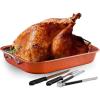 OVENTE Stainless Steel Roasting Pan with Flat Rack, 13×9.4 Inch Nonstick Small Roaster Tray, Oven and Dishwasher Safe Bakeware Dish for Chicken, Ham, Lasagna, Roasted Beef or Veggies, Silver CWR23131S(15” x 11.75”)