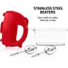 OVENTE Portable Electric Hand Mixer 5 Speed Mixing, 150W Powerful Blender for Baking & Cooking with 2 Stainless Steel Chrome Beater Attachments & Snap Clear Case Compact Easy Storage, Turquoise HM161T(Mixer – Red)