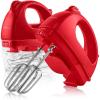 OVENTE Portable Electric Hand Mixer 5 Speed Mixing, 150W Powerful Blender for Baking & Cooking with 2 Stainless Steel Chrome Beater Attachments & Snap Clear Case Compact Easy Storage, Turquoise HM161T(Mixer – Red)