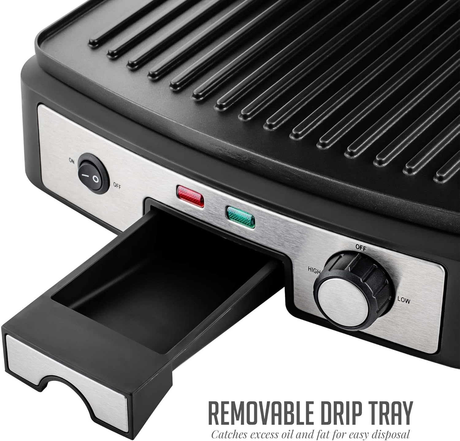 image:imageOVENTE Electric Panini Press Sandwich Maker 1500W Indoor Grill with NonStick Coated Plates Temperature Control amp Removable Drip Tray Opens 180 Degrees to Fit Any TypeSize of Food Silver GP1861BRGP1861BR