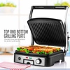 OVENTE Electric Panini Press Sandwich Maker, 1500W Indoor Grill with Non-Stick Coated Plates, Temperature Control & Removable Drip Tray, Opens 180 Degrees to Fit Any Type/Size of Food, Silver GP1861BR(GP1861BR)