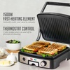 OVENTE Electric Panini Press Sandwich Maker, 1500W Indoor Grill with Non-Stick Coated Plates, Temperature Control & Removable Drip Tray, Opens 180 Degrees to Fit Any Type/Size of Food, Silver GP1861BR(GP1861BR)