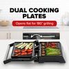 OVENTE Electric Panini Press Sandwich Maker, 1500W Indoor Grill with Non-Stick Coated Plates, Temperature Control & Removable Drip Tray, Opens 180 Degrees to Fit Any Type/Size of Food, Silver GP1861BR(GP0540BR)