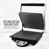 OVENTE Electric Panini Press Sandwich Maker, 1500W Indoor Grill with Non-Stick Coated Plates, Temperature Control & Removable Drip Tray, Opens 180 Degrees to Fit Any Type/Size of Food, Silver GP1861BR(GP1000BR)