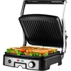 OVENTE Electric Panini Press Sandwich Maker, 1500W Indoor Grill with Non-Stick Coated Plates, Temperature Control & Removable Drip Tray, Opens 180 Degrees to Fit Any Type/Size of Food, Silver GP1861BR(GP1861BR)
