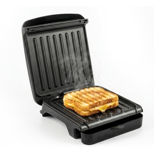 OVENTE Electric Panini Press Sandwich Maker, 1500W Indoor Grill with Non-Stick Coated Plates, Temperature Control & Removable Drip Tray, Opens 180 Degrees to Fit Any Type/Size of Food, Silver GP1861BR(GP222B)