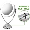 OVENTE 9.5″ Lighted Tabletop Makeup Mirror, 1X & 10X Magnifier, Adjustable Double Sided Round LED, Dimmer Switch, Battery & USB Powered, Ideal for Bedroom & Vanity, Nickel Brushed MLT45BR1X10X(Polished Chrome)