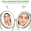 OVENTE 9.5″ Lighted Tabletop Makeup Mirror, 1X & 10X Magnifier, Adjustable Double Sided Round LED, Dimmer Switch, Battery & USB Powered, Ideal for Bedroom & Vanity, Nickel Brushed MLT45BR1X10X(Nickel Brushed)
