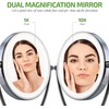 OVENTE 9.5″ Lighted Tabletop Makeup Mirror, 1X & 10X Magnifier, Adjustable Double Sided Round LED, Dimmer Switch, Battery & USB Powered, Ideal for Bedroom & Vanity, Nickel Brushed MLT45BR1X10X(Polished Chrome)