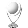 OVENTE 9.5″ Lighted Tabletop Makeup Mirror, 1X & 10X Magnifier, Adjustable Double Sided Round LED, Dimmer Switch, Battery & USB Powered, Ideal for Bedroom & Vanity, Nickel Brushed MLT45BR1X10X(Polished Chrome)
