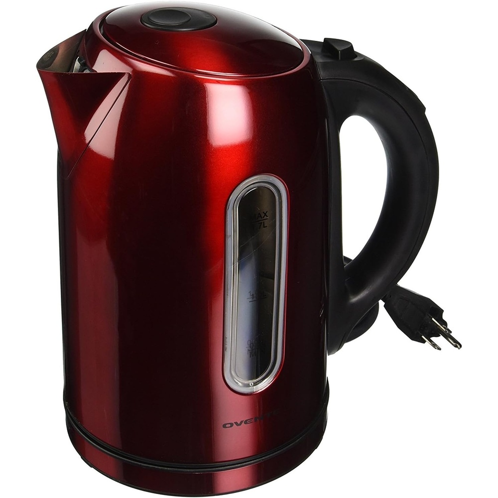 image:imageOvente Electric Stainless Steel Hot Water Kettle 17 Liter with 5 Temperature Control amp Concealed Heating Element BPAFree 1100 Watt Tea Maker with Auto ShutOff and Keep Warm Setting Red KS88R