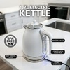 OVENTE 1.7L Electric Kettle, 1500W Fast Boiling Water Heater for Coffee or Tea with Stainless Steel BPA-Free and Cordless Body, Auto Shut-Off, Boil-Dry Protection and Removable Filter, White KS777W(White)