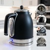 OVENTE 1.7L Electric Kettle, 1500W Fast Boiling Water Heater for Coffee or Tea with Stainless Steel BPA-Free and Cordless Body, Auto Shut-Off, Boil-Dry Protection and Removable Filter, White KS777W(Black)
