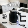 OVENTE 1.7L Electric Kettle, 1500W Fast Boiling Water Heater for Coffee or Tea with Stainless Steel BPA-Free and Cordless Body, Auto Shut-Off, Boil-Dry Protection and Removable Filter, White KS777W(Black)