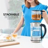 OVENTE 1.7L Electric Kettle and Tea Maker Pot Combo, 1500W BPA Free Water Boiler Heater with Easy to Fill Lid, 27oz Borosilicate Glass Teapot, Removable Stainless Steel Infuser, Silver KG612S + FGK27B