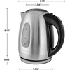 OVENTE Electric Kettle, 1.7L Stainless Steel Water Heater and Boiler for Coffee or Tea with BPA Free & Cordless Body, Auto Shut-Off, Boil-Dry Protection, LED Light and Removable Filter, Silver KS96S(1.8 Quarts)