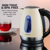OVENTE Electric Kettle, 1.7L Stainless Steel Water Heater and Boiler for Coffee or Tea with BPA Free & Cordless Body, Auto Shut-Off, Boil-Dry Protection, LED Light and Removable Filter, Red KS96R(Beige KS96)