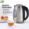OVENTE Electric Kettle, 1.7L Stainless Steel Water Heater and Boiler for Coffee or Tea with BPA Free & Cordless Body, Auto Shut-Off, Boil-Dry Protection, LED Light and Removable Filter, Silver KS96S(1.8 Quarts)