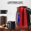 OVENTE Electric Kettle, 1.7L Stainless Steel Water Heater and Boiler for Coffee or Tea with BPA Free & Cordless Body, Auto Shut-Off, Boil-Dry Protection, LED Light and Removable Filter, Red KS96R(Red KS96)