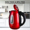 OVENTE Electric Kettle, 1.7L Stainless Steel Water Heater and Boiler for Coffee or Tea with BPA Free & Cordless Body, Auto Shut-Off, Boil-Dry Protection, LED Light and Removable Filter, Red KS96R(Red KS96)