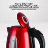 OVENTE Electric Kettle, 1.7L Stainless Steel Water Heater and Boiler for Coffee or Tea with BPA Free & Cordless Body, Auto Shut-Off, Boil-Dry Protection, LED Light and Removable Filter, Red KS96R(Red KS96)