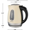 OVENTE Electric Kettle, 1.7L Stainless Steel Water Heater and Boiler for Coffee or Tea with BPA Free & Cordless Body, Auto Shut-Off, Boil-Dry Protection, LED Light and Removable Filter, Red KS96R(Beige KS96)