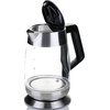 Ovente Electric Hot Water Glass Kettle 1.8 Liter with 5 Heat Settings and LED Lights, 1100 Watts, Fast Heating and Keep Warm Function, Perfect for Coffee, Tea, or Boiling Water, Silver KG660S