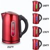 Ovente Electric Stainless Steel Hot Water Kettle 1.7 Liter with 5 Temperature Control & Concealed Heating Element, BPA-Free 1100 Watt Tea Maker with Auto Shut-Off and Keep Warm Setting, Red KS88R