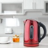 Ovente Electric Stainless Steel Hot Water Kettle 1.7 Liter with 5 Temperature Control & Concealed Heating Element, BPA-Free 1100 Watt Tea Maker with Auto Shut-Off and Keep Warm Setting, Red KS89R