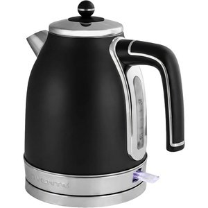 OVENTE 1.7L Electric Kettle, 1500W Fast Boiling Water Heater for Coffee or Tea with Stainless Steel BPA-Free and Cordless Body, Auto Shut-Off, Boil-Dry Protection and Removable Filter, White KS777W(Black)