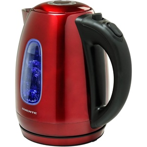 OVENTE Electric Kettle, 1.7L Stainless Steel Water Heater and Boiler for Coffee or Tea with BPA Free & Cordless Body, Auto Shut-Off, Boil-Dry Protection, LED Light and Removable Filter, Red KS96R(Red KS96)